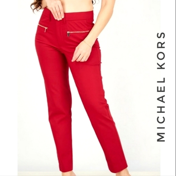 Michael Kors Pants - Michael Kors Red Straight Slim Pants